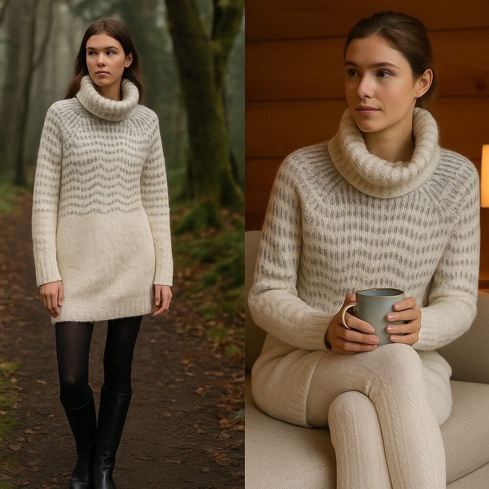 Anthro Sleeping on Snow Wn Sweater Dress M Alpaca Wool Fuzzy Soft Cabincore Cozy